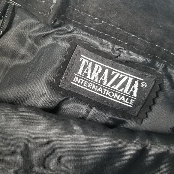 Tarazzia Internationale Black Suede Leather Lined Vintage Skirt   Size 9 10 - Picture 4 of 5